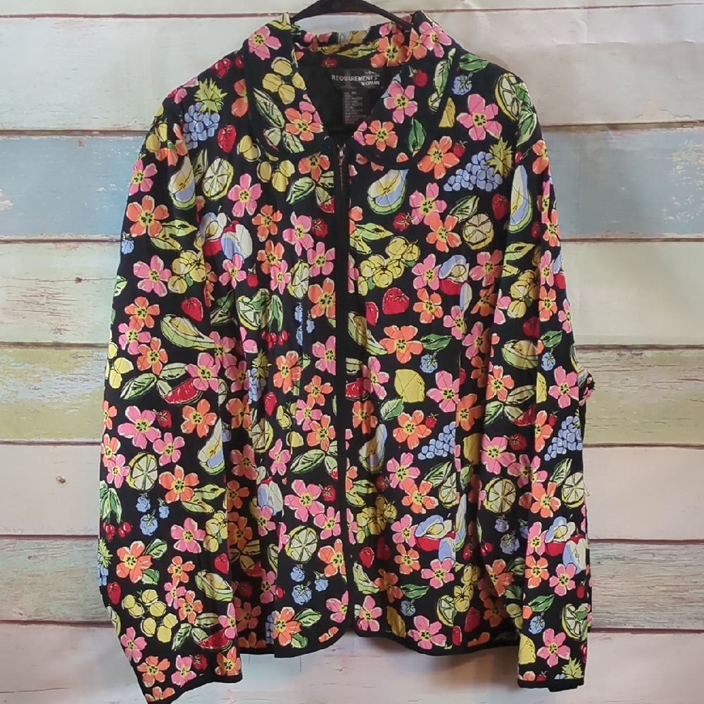 Requirements Black Multicolor Floral Women's Blazer